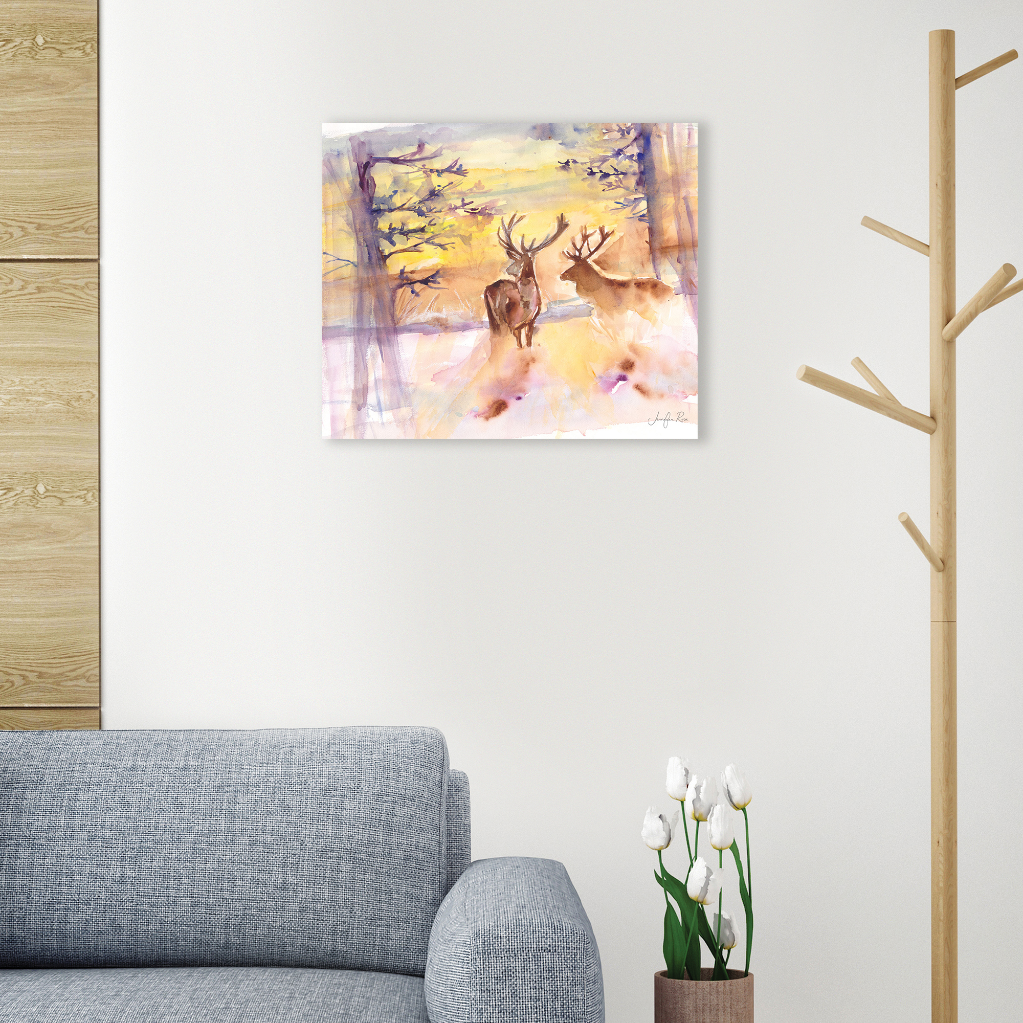 Jennifer Rose (Stag Winter Sunset) Canvas Print